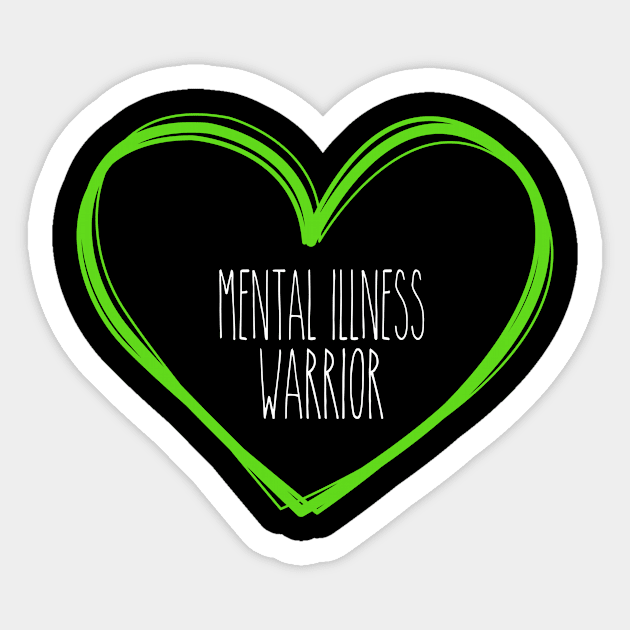 Mental Illness Warrior Heart Support Sticker by MerchAndrey